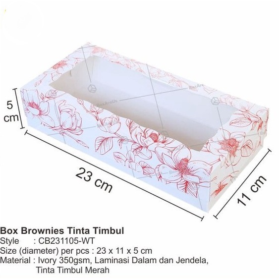 

Cake Box Brownies Flower Merah / Dus Packaging Kue Roti CB231105 WT