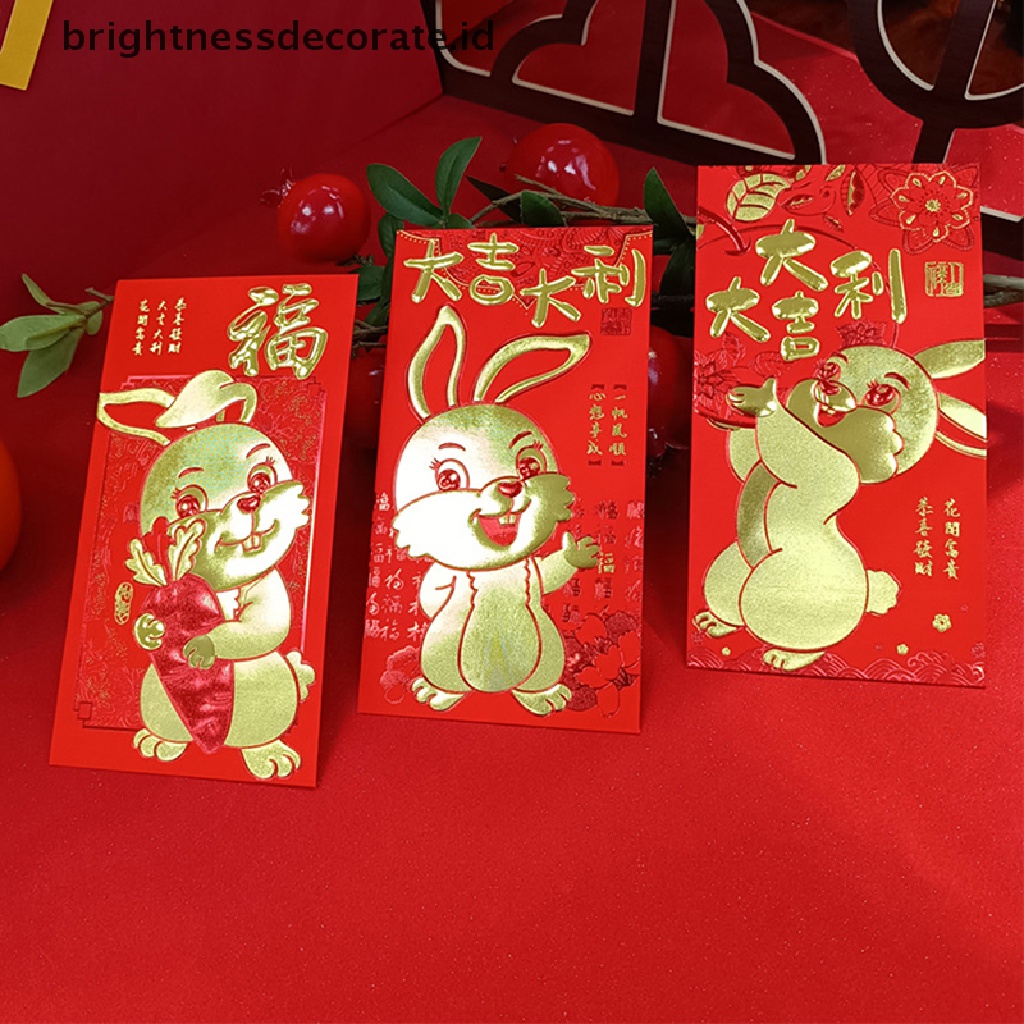 [Birth] 6pcs Kartun Anak Kantong Packing Uang Amplop Merah Festival Musim Semi Hongbao [ID]