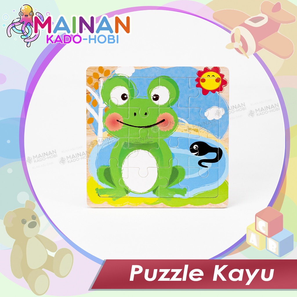 MAINAN ANAK EDUKASI PUZZLE KAYU 3 DIMENSI TIMBUL KARAKTER LUCU