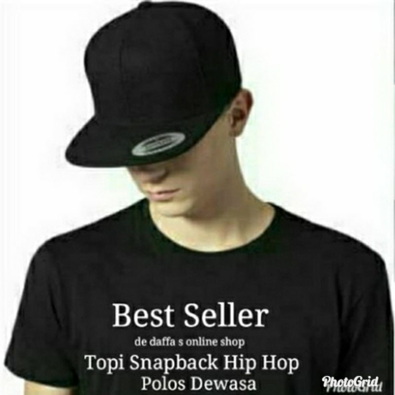 TOPI SNAPBACK HIP HOP DEWASA POLOS PREMIUM UNISEX  Full HITAM