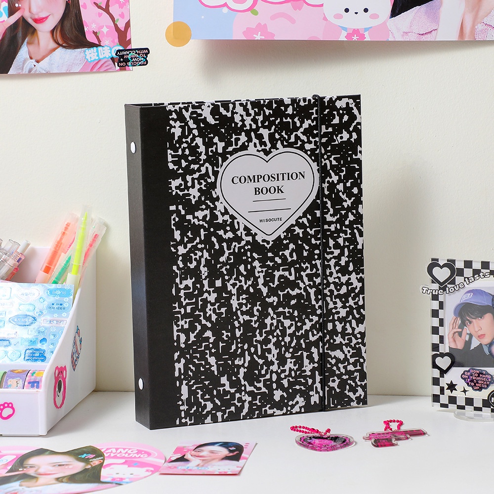 A5 Binder Folder 6 Lubang Loose-Leaf Batu Tekstur Cover Notebook Binder untuk Kpop Pas Foto Kertas Keras Sampul album Foto Lengan Dalam Mengumpulkan Buku