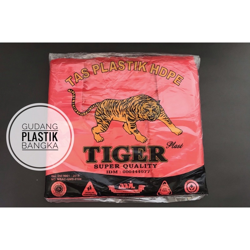 Plastik Kantong Kresek HDPE Merah Tiger Ukuran 28