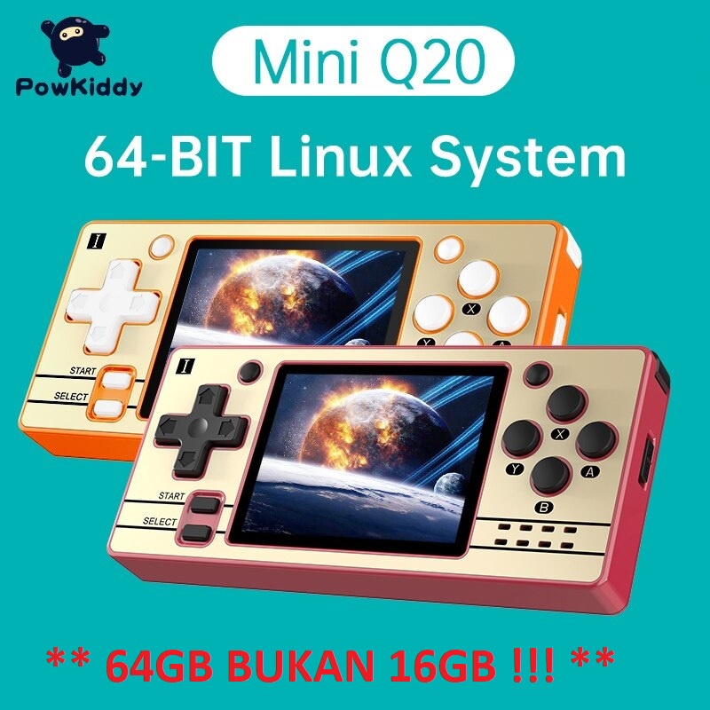 AKN88 - POWKIDDY Q20 MINI - Retro Handheld Console 64GB - Game Nostalgia Jadul