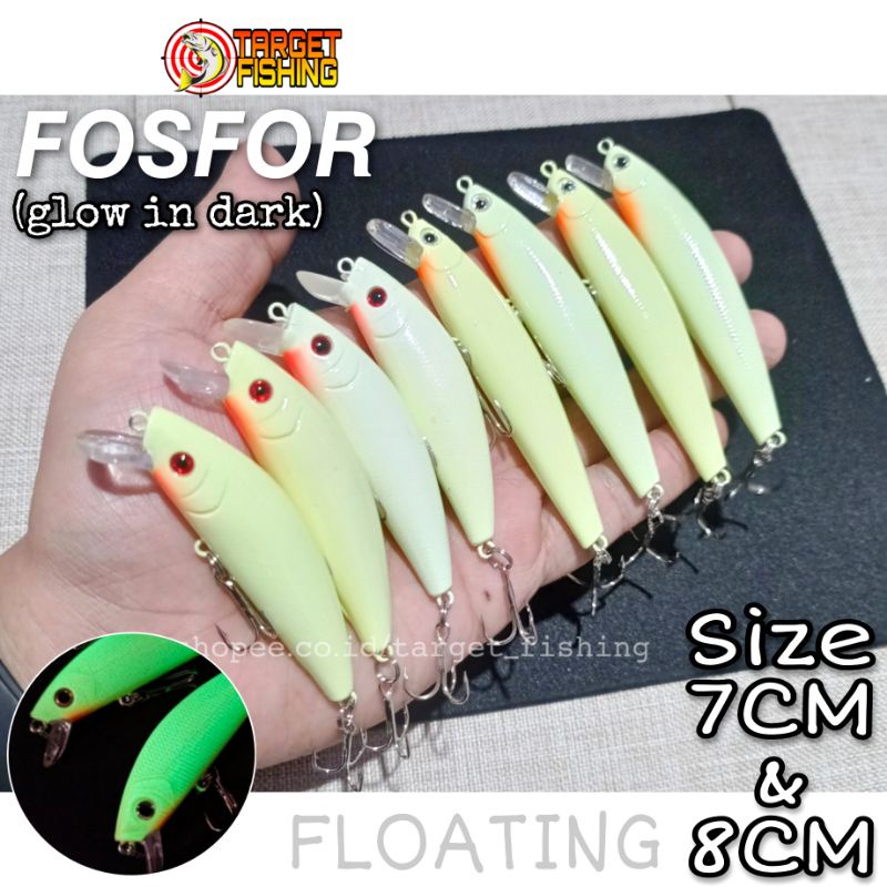 Minnow Fosfor Glow In Dark 8cm 8.5gr - Umpan Casting Malam Glow in Dark