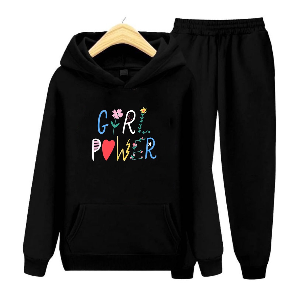 Setelan Anak Girl Power Sweater Hoodie Size S, M , XL, XXL