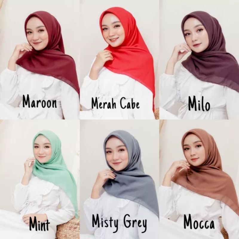 [TERMURAH] Bella Square Hijab Segiempat / Bella Polos / Hijab Segi Empat Polycotton BISA COD