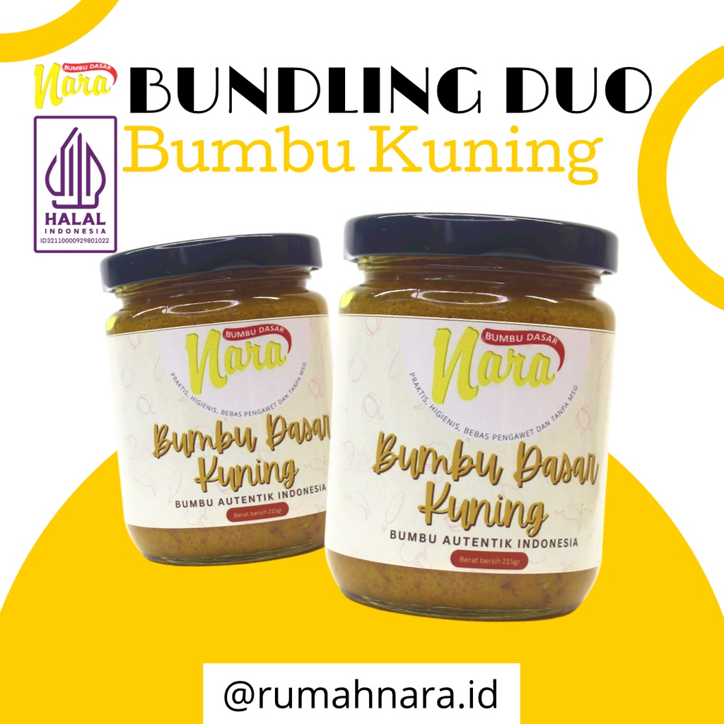 

BUNDLING DUO - BUMBU DASAR KUNING 215 GR - Bumbu Masak Instan - Praktis, Higienis, No MSG, Bisa untuk MP-ASI, 100% HALAL