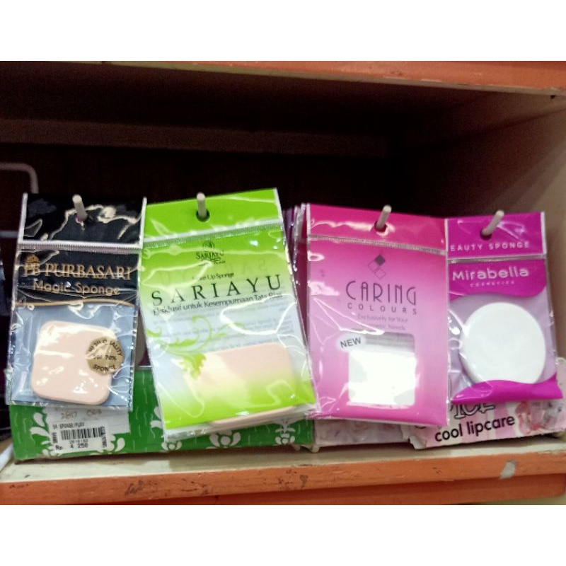 Puff bedak sariayu, mirabella, caring, purbasari