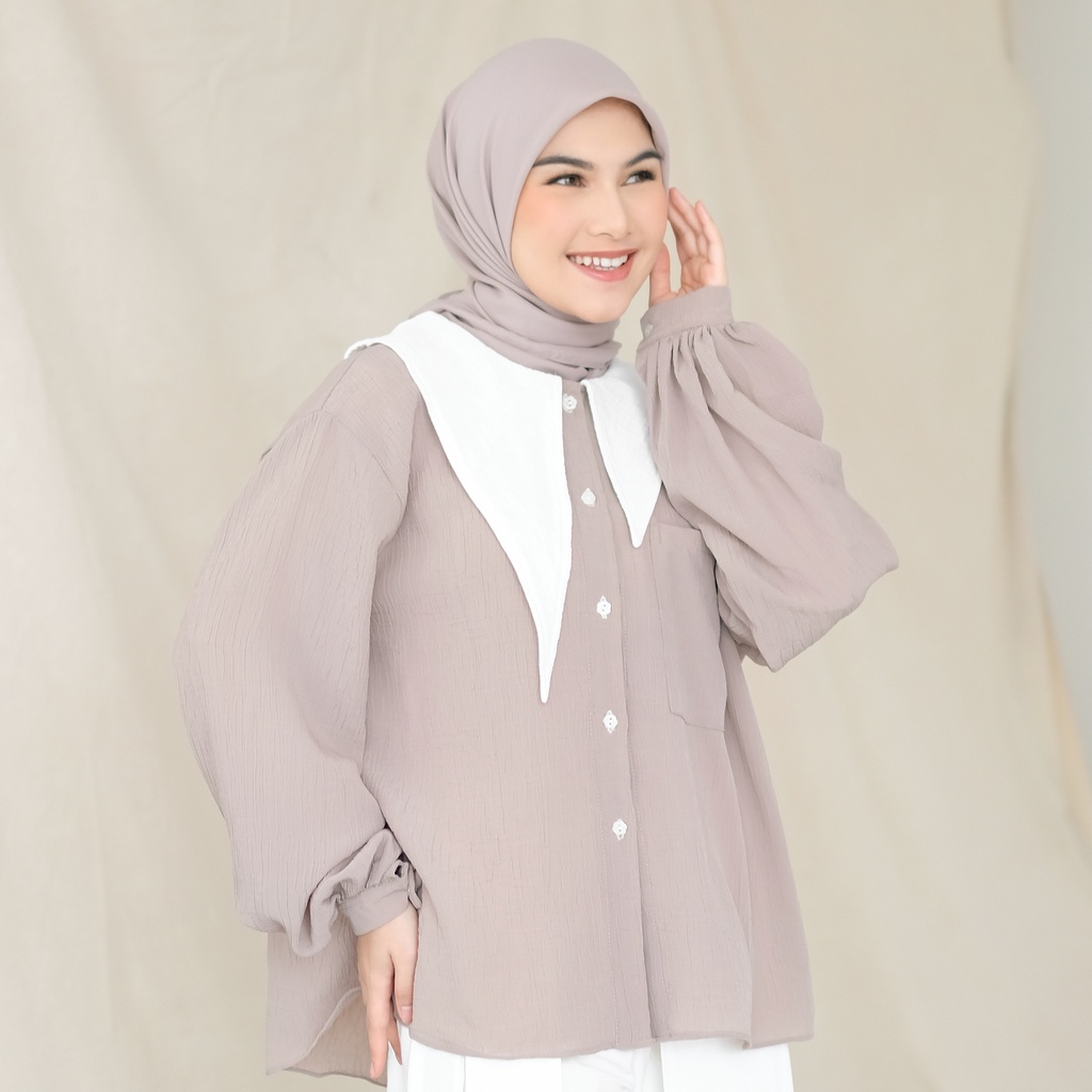 Lozy Hijab - Faye Collar Shirt (Kemeja Basic Kerah Unik)