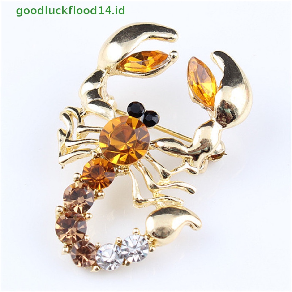 [GOOGFOUR] Bros Syal Kristal Bersinar Bros Berlian Imitasi Bros Hewan Scorpion Brooch Pin [Atas]