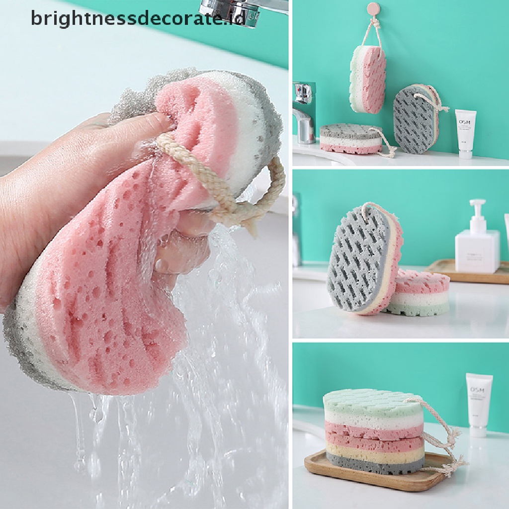 [Birth] Spons Mandi Bola Shower Rub Exfoliation Massage Brush Aksesoris Kamar Mandi [ID]