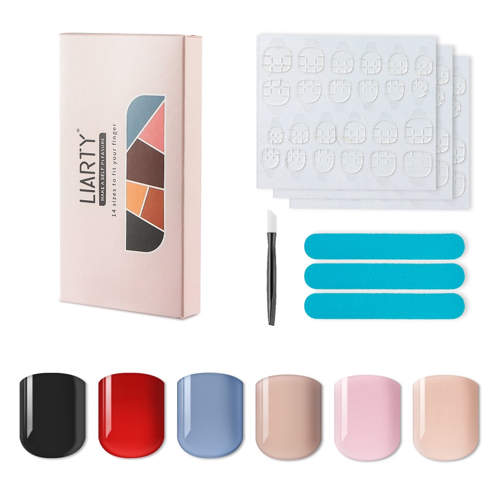 【1-3 Days Delivery】168PCS Foreverlily Nails in 14 Sizes 6 Colors High-Quality Kemasan StripPalsu Baru Fake Nails Palsu 3d Kuku Palsu Polos French Manicure Nail Beauty Tools