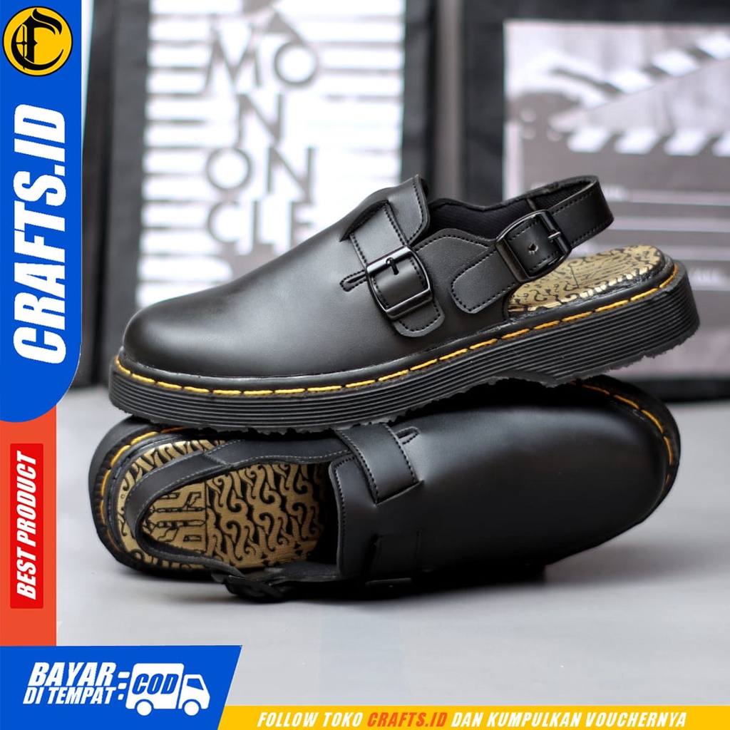 CRAFTS zangief - Sepatu Sandal Bustong Casual Sendal Slop Docmart Pria Hitam