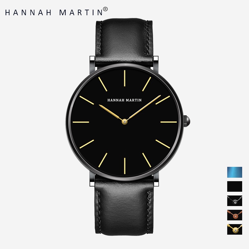 HANNAH MARTIN Jam Tangan Pria 100% Original Keren Sangat tipis Quartz COWOK Couple Kulit Anti Air Men Watch COD Laki Arloji Men Watch murah CH03+-CH03-HJH