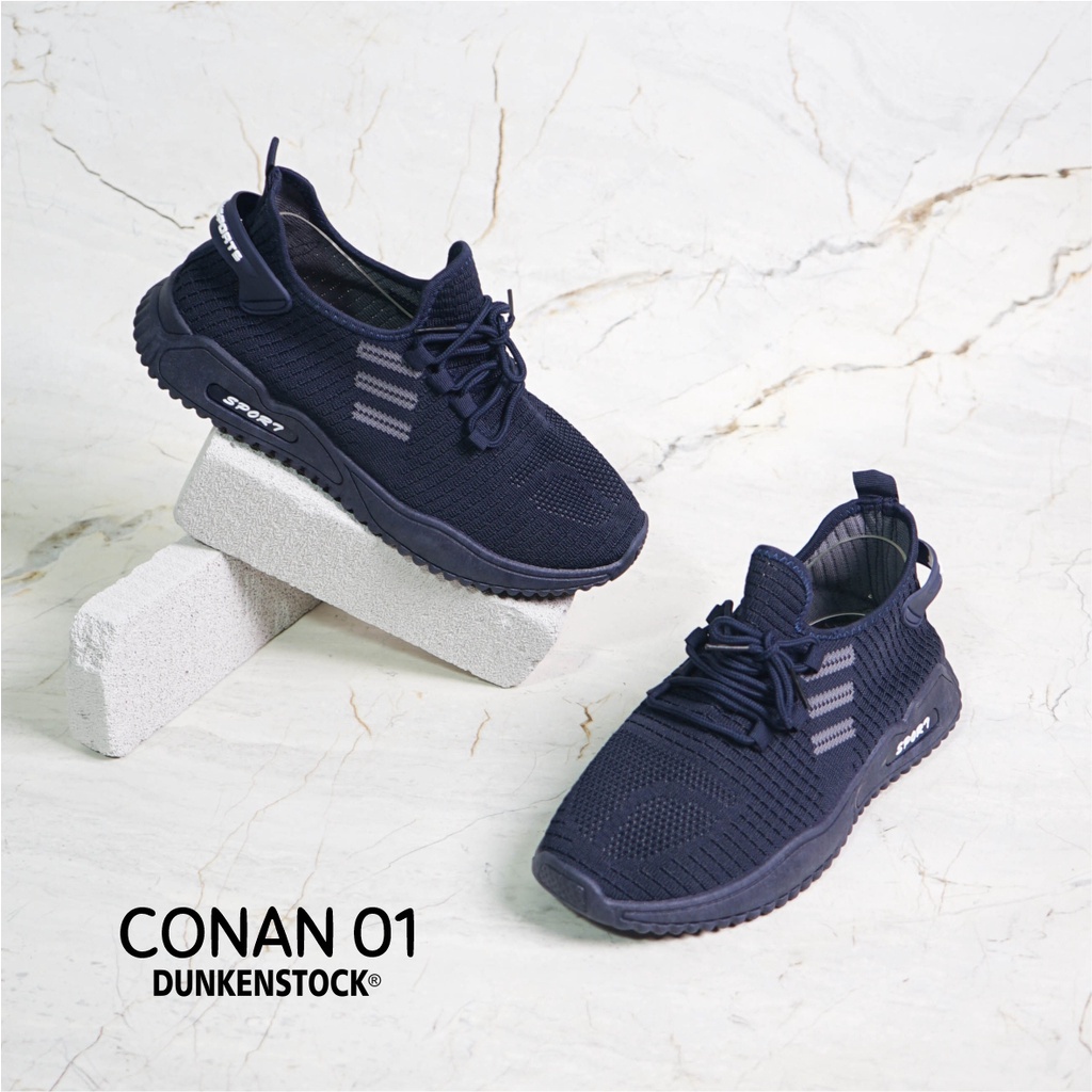 Dunkenstock CONAN 01 Sepatu Sneakers Pria Sepatu Kets Olahraga Sepatu Lari Kanvas Cowok Keren Sol Putih Kekinian