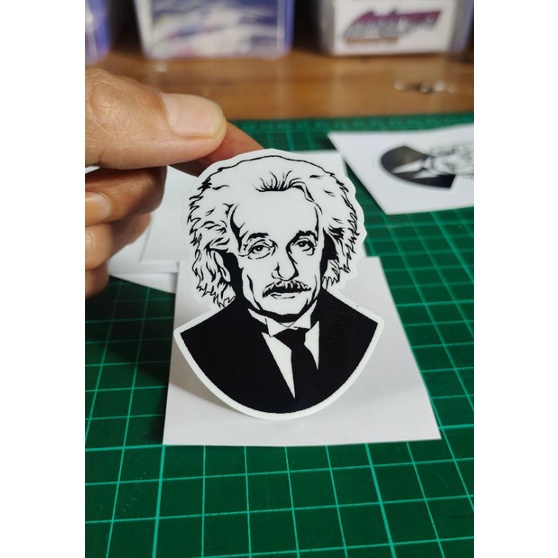 

stiker print Albert Einstein custom stiker murah keren lucu