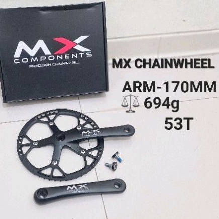 CRANK SET SEPEDA MX COMPONENT 53T CRANKSET SELI LIPAT 53 T FULL ALLOY ALUMINIUM