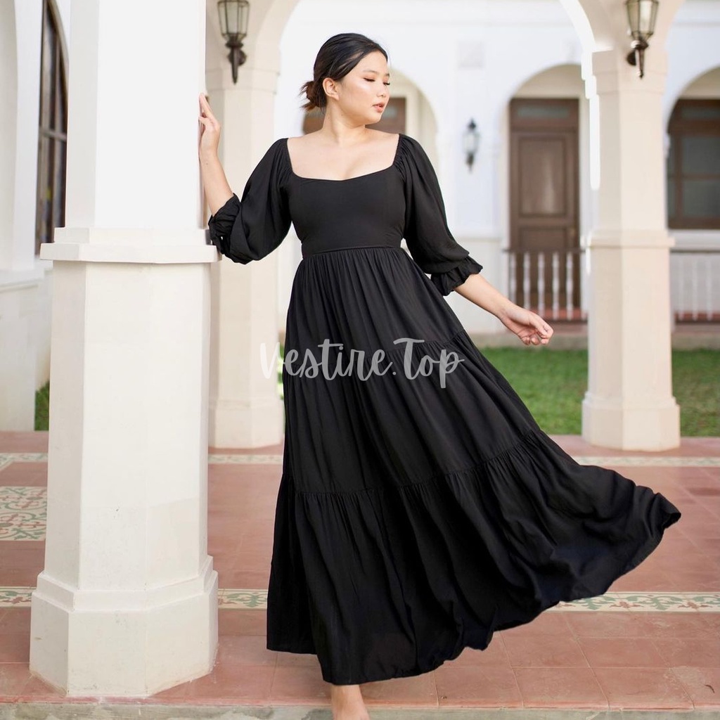 Clarissa | Baju Sabrina | Dress Sabrina Full Karet | Dress Wanita korea | Dress Pesta | Dress Jumbo 