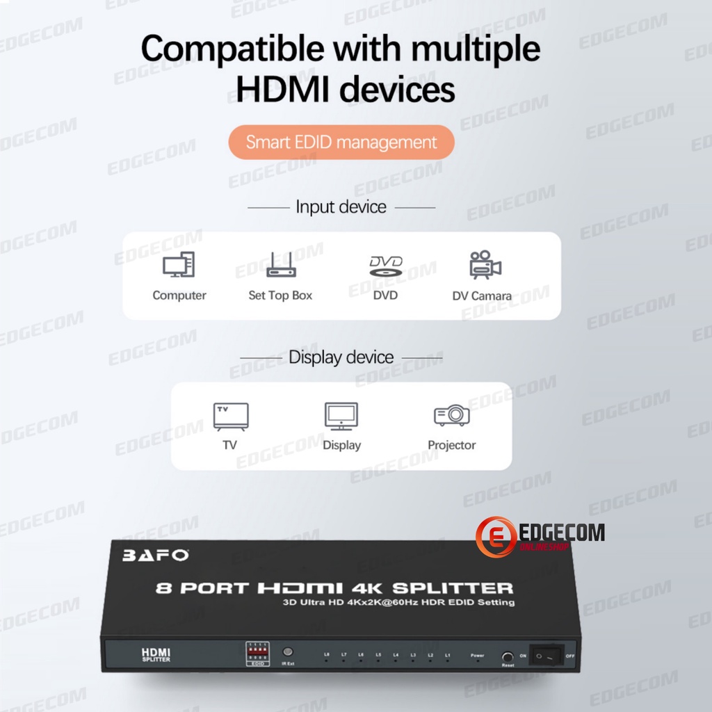 HDMI SPLITTER 8 Port V2.0 Support 4K BAFO