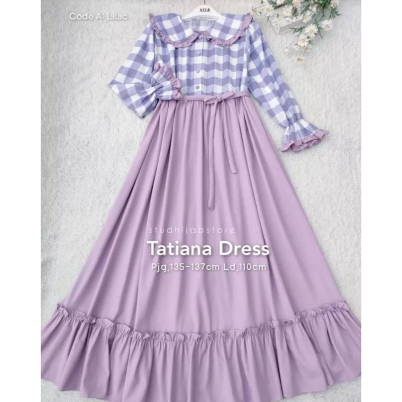 [BIG SALE] Tatiana Dress Gamis Remaja / GAMIS VIRAL / GAMIS KOTAK-KOTAK TERBARU / TETA MIDI DRESS / 