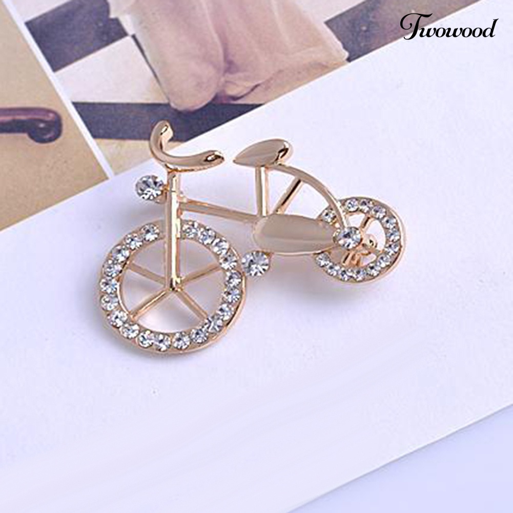 Twowood Fashion Alloy Berlian Imitasi Bertatahkan Sepeda Bros Pin Lencana Dekorasi Perhiasan Hadiah