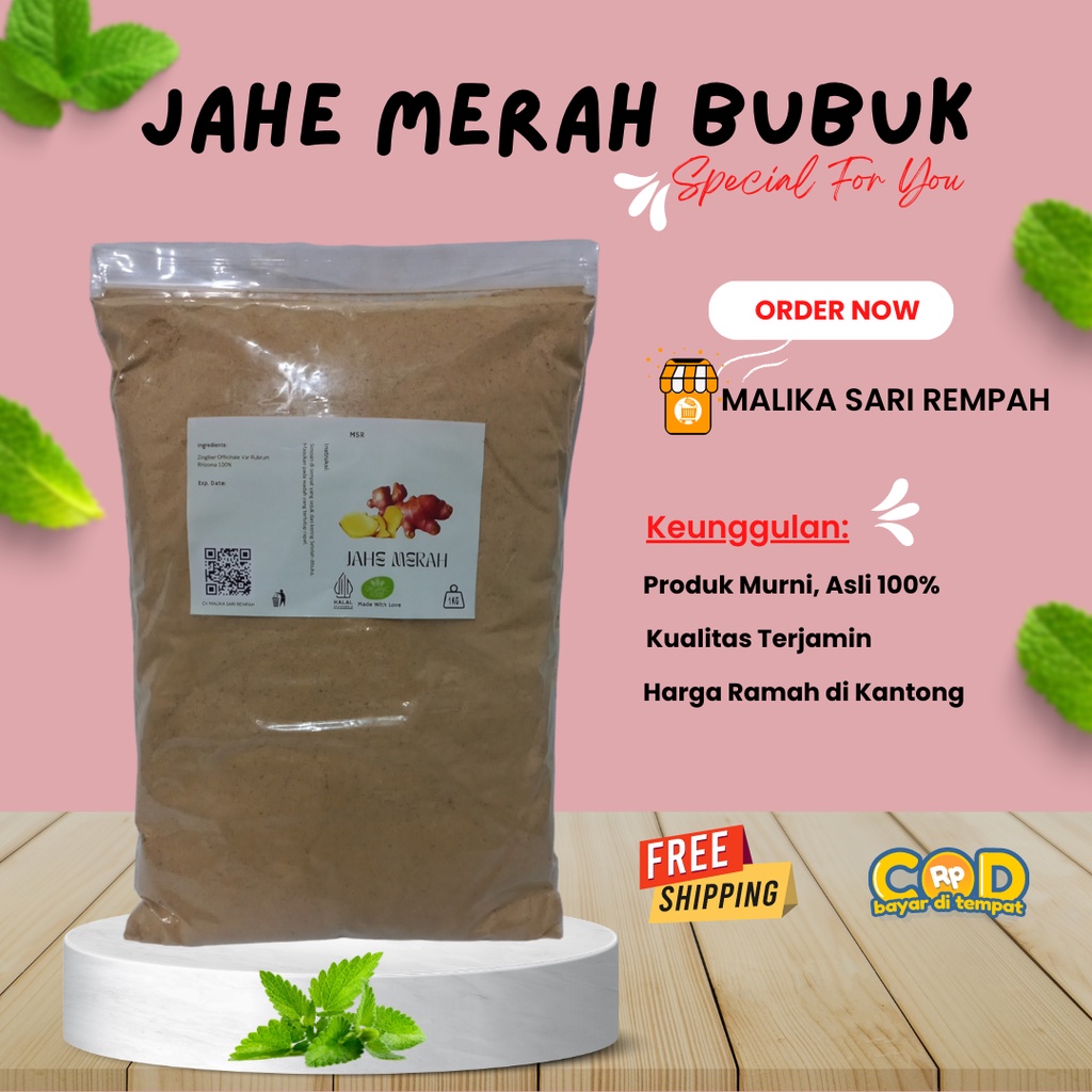 

JAHE MERAH BUBUK MURNI [ 1 KG ]-MSR | Zingiber officinale varietas Rubrum powder [1 kg]