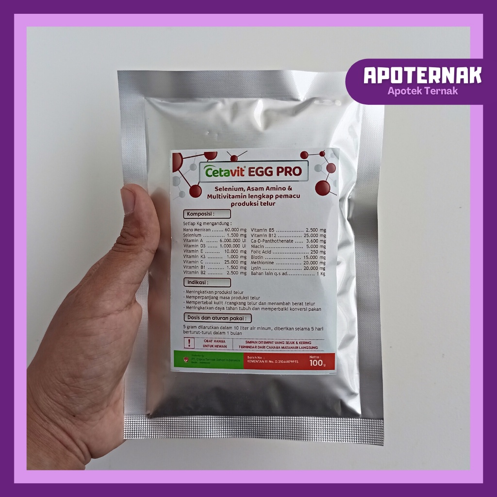 CETAVIT EGG PRO | Multivitamin Peningkat Produksi dan Kualitas Telur | 100 gram