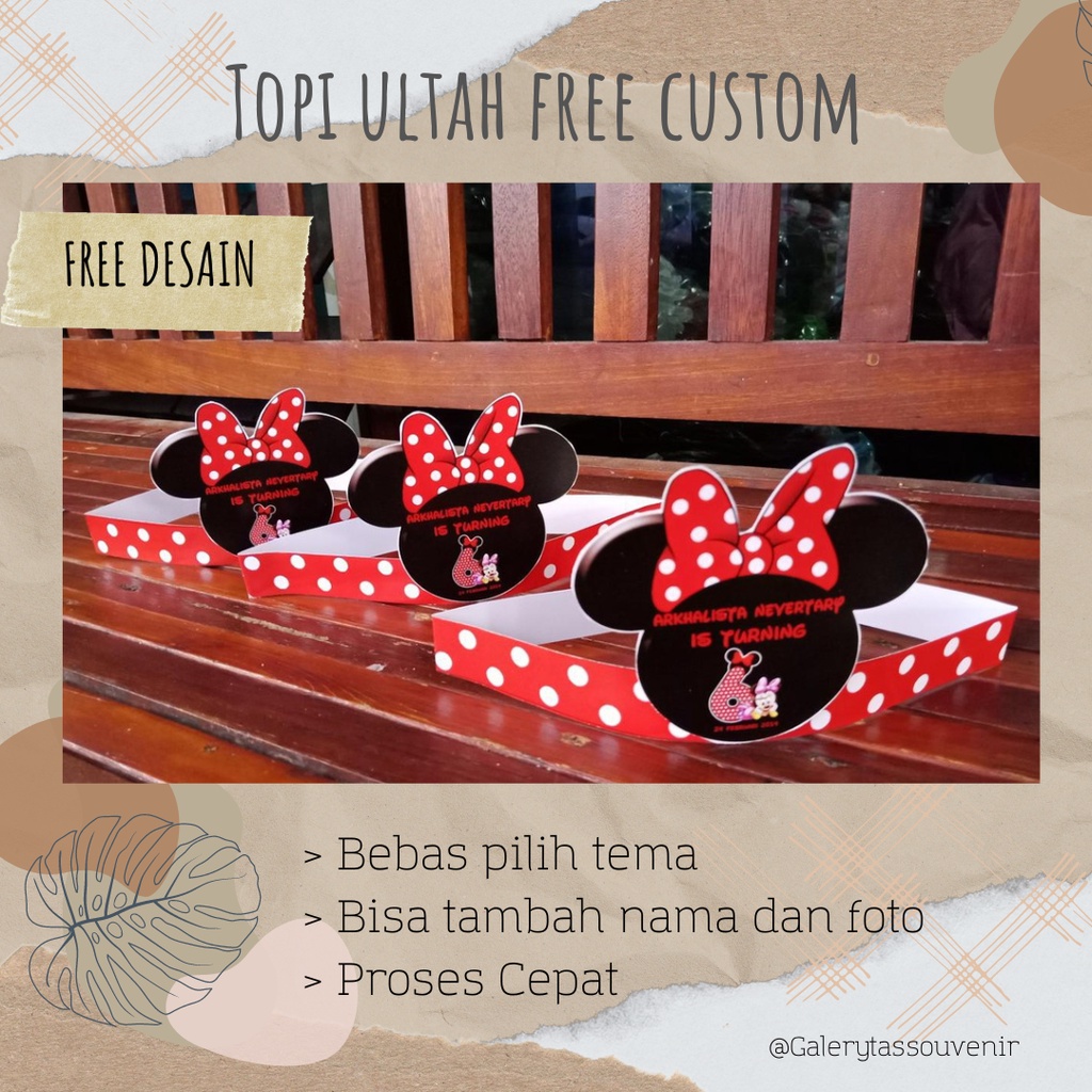 TOPI ULANG TAHUN CUSTOM / TOPI ULTAH ANAK KARAKTER / TOPI ULTAH MICKY MOUSE