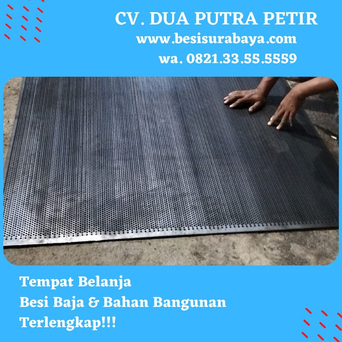 plat lubang besi tebal 1.5 mm (terukur 1.4 mm) x 120 x 240 cm lobang 10mm