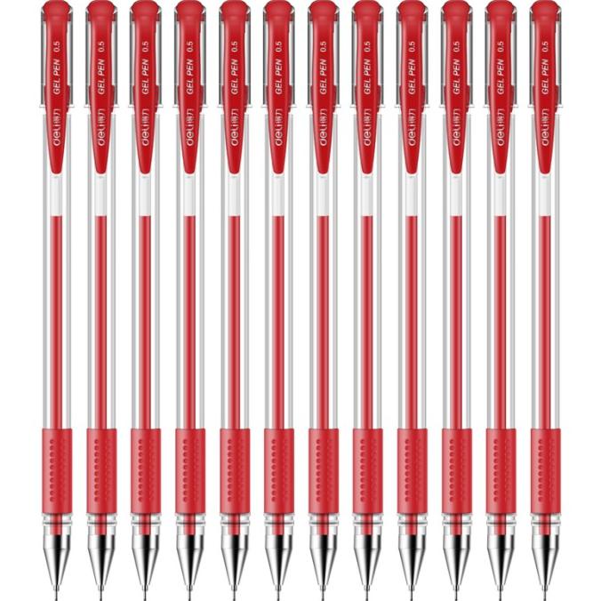 

TERMURAH Deli Gel Pen / Pulpen Gel 0.5 mm Tinta 400 Meter Isi 12 pcs 6601-12PCS