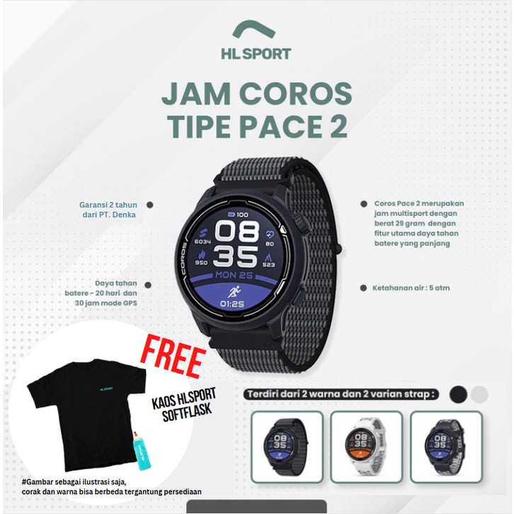 Coros PACE 2 Premium GPS Sport Watch Garansi Resmi Indonesia 2 Tahun