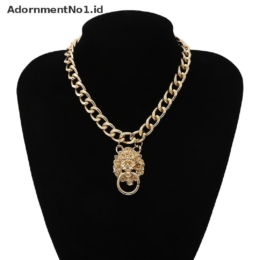 [AdornmentNo1] Metal Hip Hop Lion Locket Pendant Kalung Punk Rantai Wanita Gadis Baru [ID]