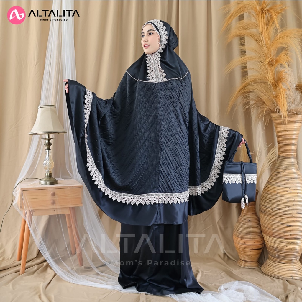 Altalita - Mukena Taleetha Dewasa Premium Renda Mewah Sutra Velvet Polos Jumbo Adem Terbaru