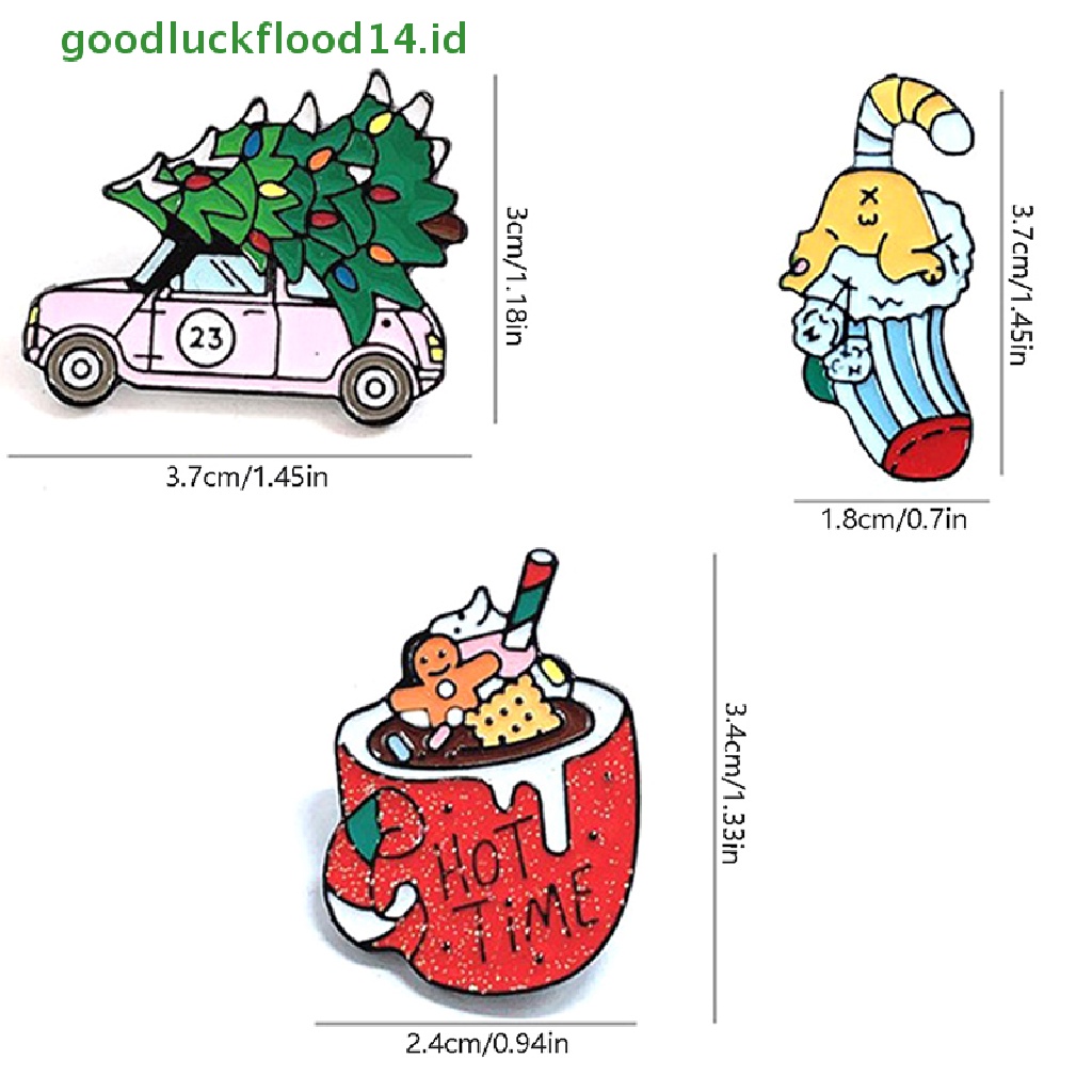 [GOOGFOUR] Kartun Natal Bros Santa Claus Pohon Natal Bell Enamel Pin Lucu Lencana Topi Denim Kerah Pin Festival Pesta Perhiasan Hadiah [TOP]