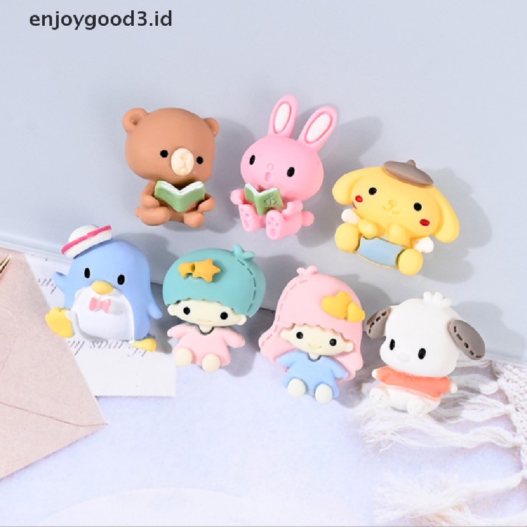 [Rready Stock] 10Pcs/lot Kawaii Kartun Flatback Resin Cabochon Hewan Lucu Kelinci Beruang (ID)