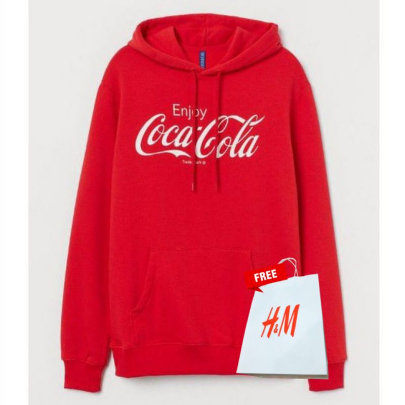Hoodie Coca Cola Merah Jaket Pria Wanita Cewek Red Free Paper Bag