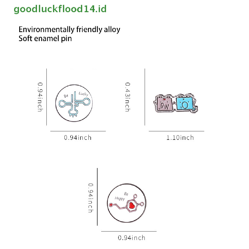 [GOOGFOUR] Pin Enamel Kimia Elemen Formula Molekul Bros Lucu OMG Lucky Badges [TOP]