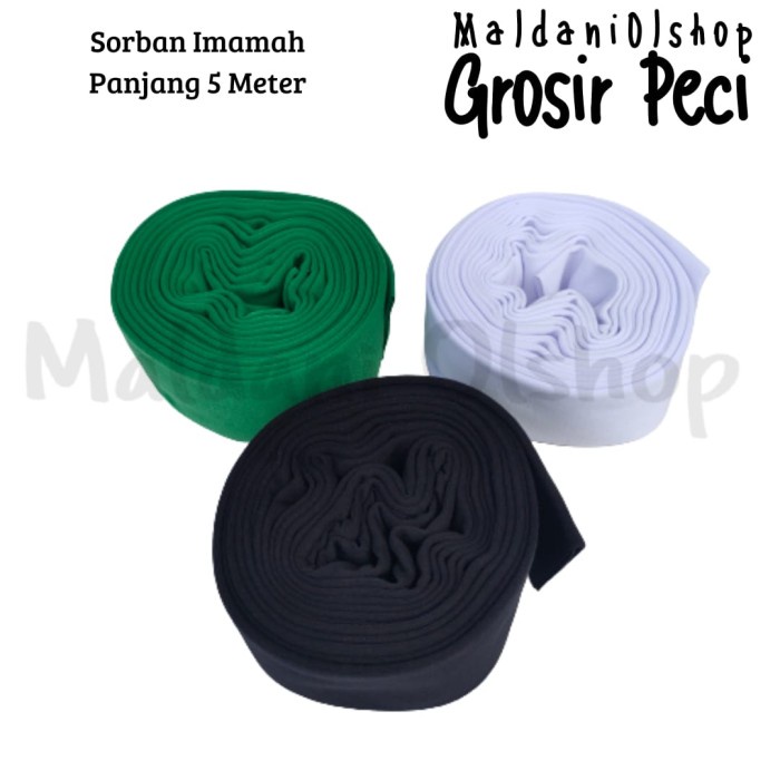 Sorban Imamah Polos Panjang 5 Meter - Putih (G2F9) Habib Santri Scarf Surban Polos Remaja Bahan Adem