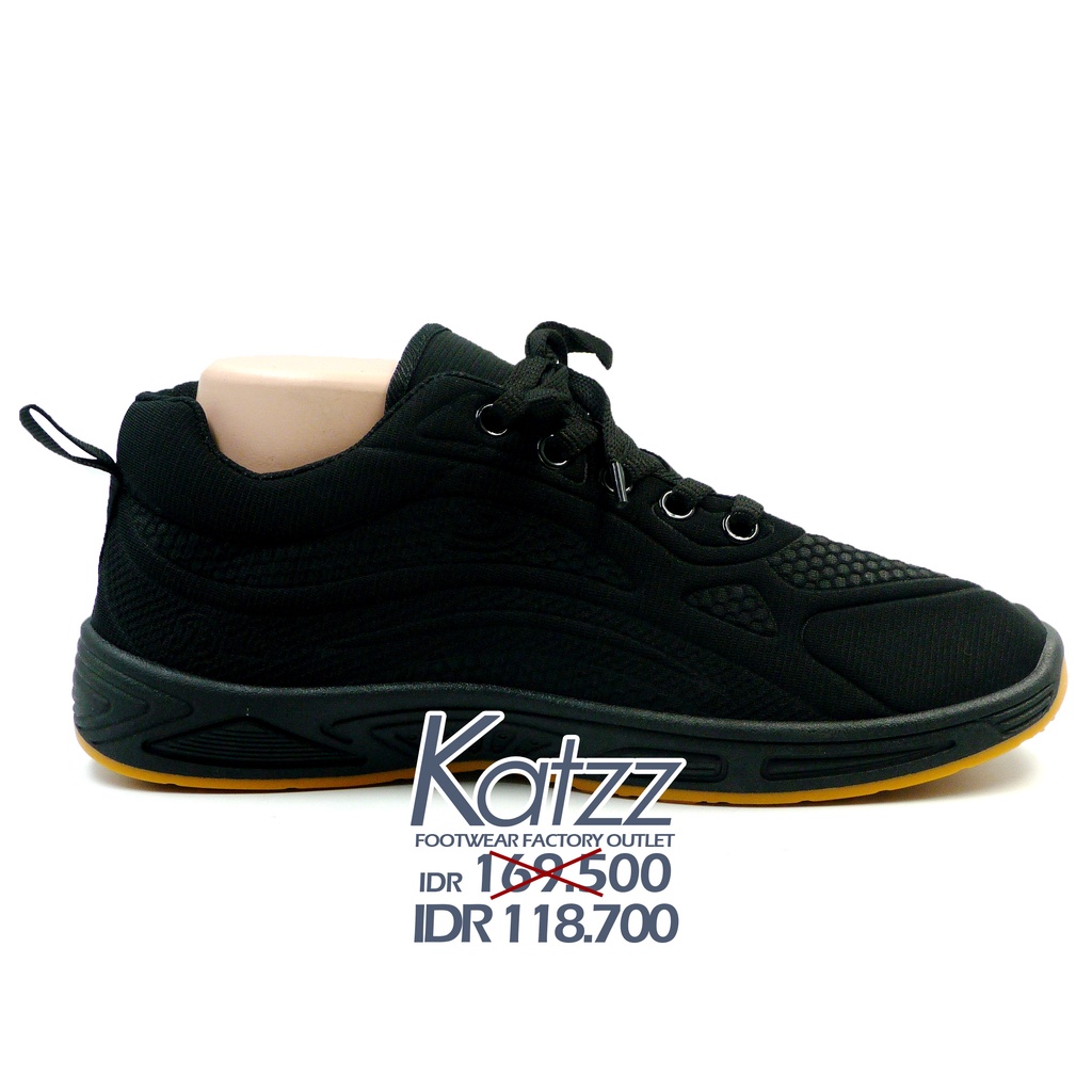 Katzz - Sepatu Sekolah Full Hitam / Sepatu Sekolah Uk 35 - 43 / Sepatu Sekolah Hitam Tali / Sepatu Sneakers Pria Wanita / Sepatu Sekolah SD SMP SMA [ Katzz BX 2058 Hitam ]