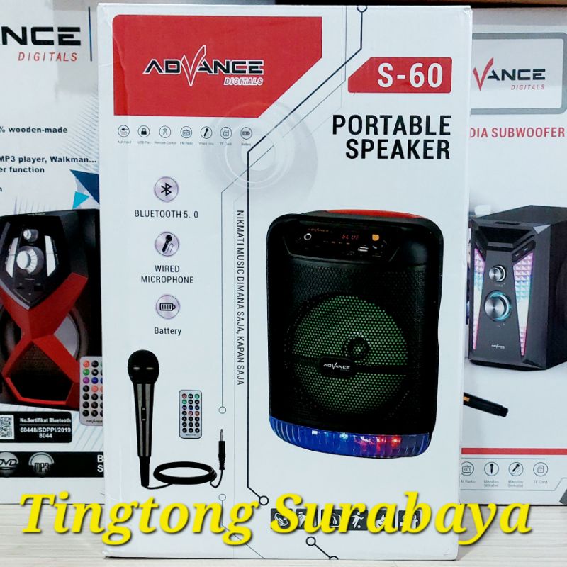 Advance Portable Bluetooth Speaker S60 Kapan Saja Di Mana Saja