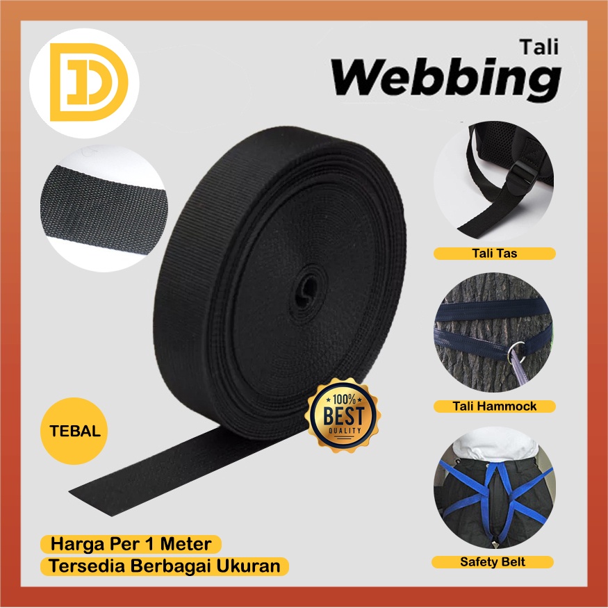 Tali Webbing Tas Tebal Webbing Tabular Tubular Tali Hammock Tali Safety Belt Webbing 2 cm 2,5 cm 3,8