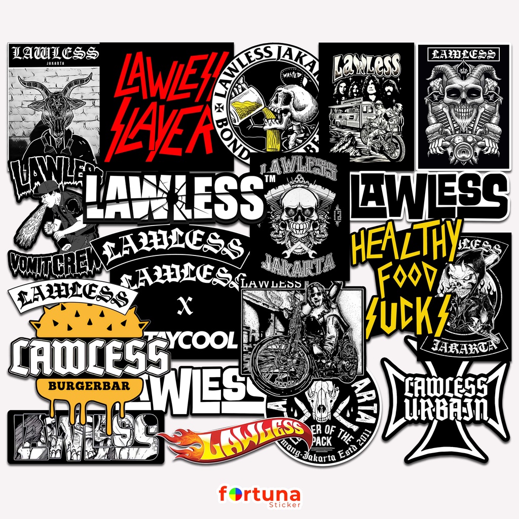 Sticker Lawless Jakarta Vinyl Laminasi Glossy Stiker Lawles Medium Size