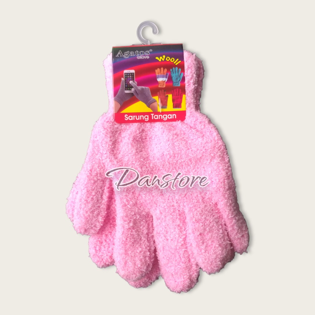 Sarung Tangan Wanita Motor Bulu Woll Handuk Rajut Wooll, Untuk Cewek Perempuan Wol Warna Polos (STG 5083)