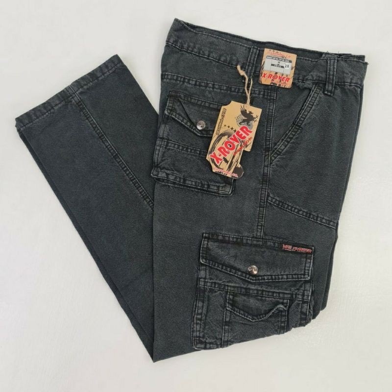 Celana Cargo Kanvas Panjang Model Regular Fit Size 28-38 Bahan Denim Canvas Retro