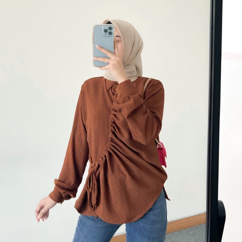 Blouse Crinkle Corla | Kemeja Blouse Serut / Kemeja Blouse Wanita