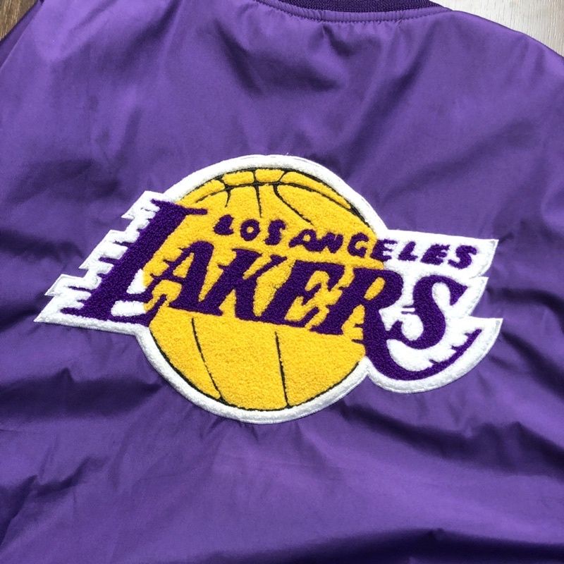 VARSITY JAKET LAKERS UNGU WHITE BORDIR BACK AUTHENTIC FULLTAG &amp; LABEL