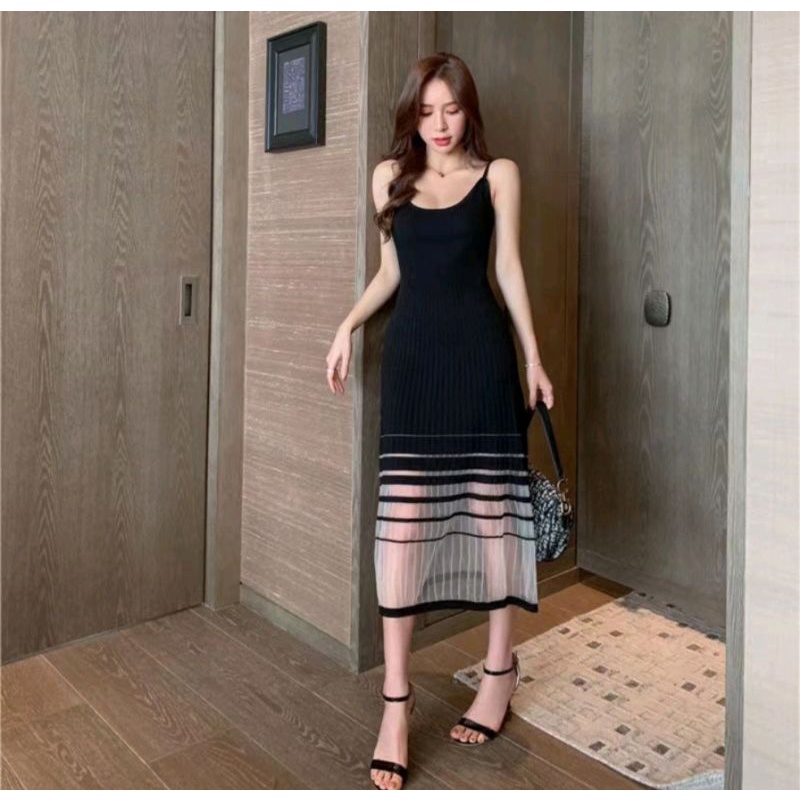 Korean Summer Style Knit Midi Dress