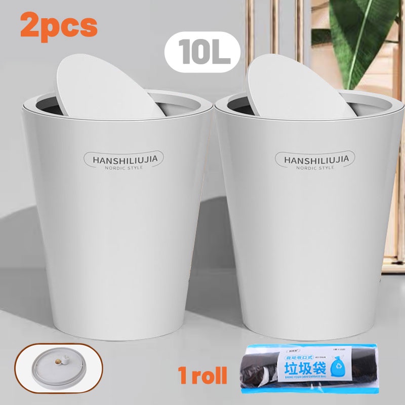 Affordable Pack 2pcs Tempat sampah dengan penutup Tempat sampah dapur dan kamar mandi Tekan tipe Shake