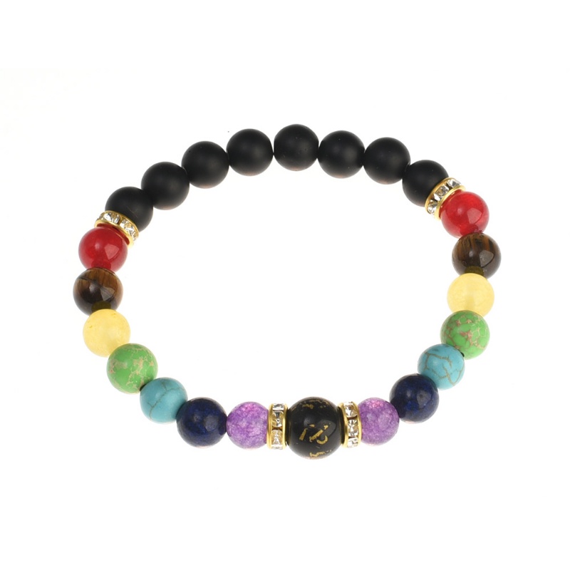 Fashion Seven Chakra Healing Yoga Bracelet/Gelang Yoga Rantai Tali Dikepang