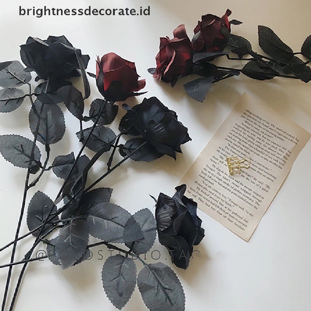 [Birth] Gothic Black Rose Bunga Buatan Bunga Simulasi Valene Roses Flowers [ID]